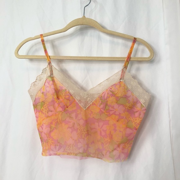 VINTAGE/ sheer floral crop cami - Picture 4 of 7